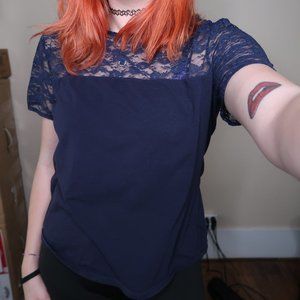 H&M Dark Blue Womens Short Sleeve Top